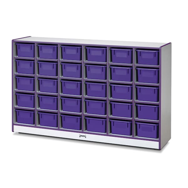Jonti-Craft Rainbow Accents 30 Cubbie-Tray Mobile Storage, with Trays, Purple 0431JCWW004 - main